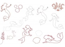 Stickserie - Meerjungfrau Silhouetten Appli